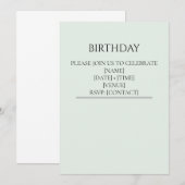 セージグリーンの誕生日招待状テンプレート | 編集可能 招待状 (正面/裏面)