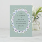 セージグリーンの調和のとれた春のウェディング 招待状 (スタンド正面)