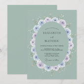 セージグリーンの調和のとれた春のウェディング 招待状 (正面/裏面)