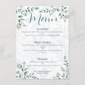 セージグリーンの象牙のユーカリの結婚式メニューカード メニュー (正面)