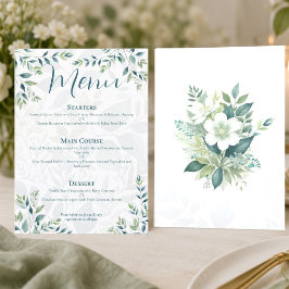 セージグリーンの象牙のユーカリの結婚式メニューカード メニュー