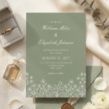 セージグリーンの野の花の結婚式招待状