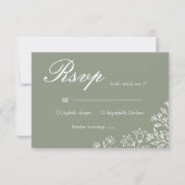 セージグリーンの野の花の結婚式RSVPカード 出欠カード (正面)