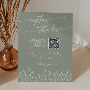セージグリーンの野の花Capture the Love ウェディング 台座サイン