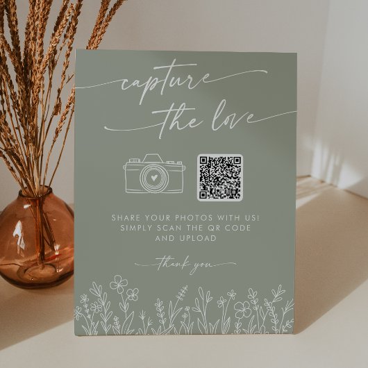 セージグリーンの野の花Capture the Love ウェディング 台座サイン