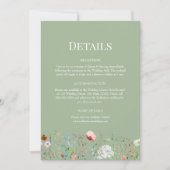 セージグリーンの野生の花の結婚式の詳細カード 招待状 (正面)