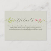 セージグリーンの野生の花の結婚式の詳細 エンクロージャーカード (正面)