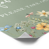 セージグリーンの野生の花の ブライダルシャワーテーブルサイン ポスター (角)