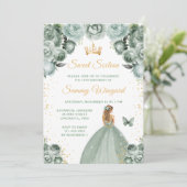 セージグリーンの金髪プリンセス スイート16 招待状 (スタンド正面)