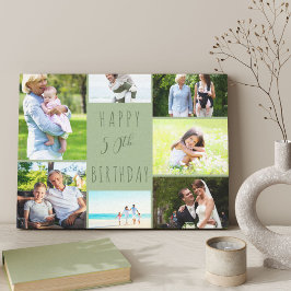 セージグリーンの7枚の写真のコラージュ 50歳の誕生日 キャンバスプリント