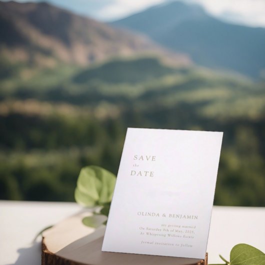 セージグリーンの「保存の日」カード　モダン　ミニマル セーブザデート