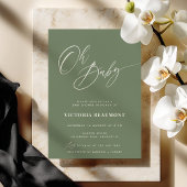 セージグリーンの「Oh Baby」ベビーシャワー招待状 招待状