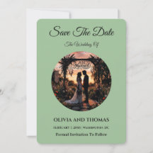 セージグリーンの「Save the Date」カード