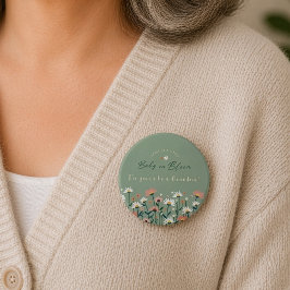 セージグリーンのBaby+in+Bloomシャワーのおばあちゃんボタン 缶バッジ