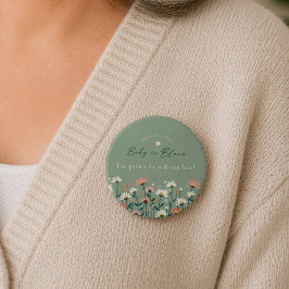 セージグリーンのBaby+in+Bloomシャワーのおばあちゃんボタン 缶バッジ