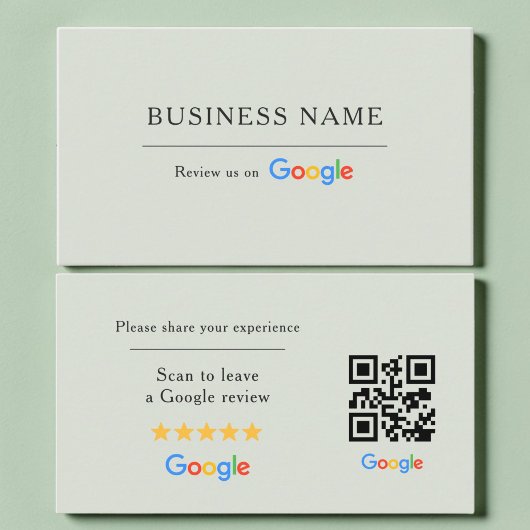 セージグリーンのGoogleレビューQRコードスパサロン 名刺
