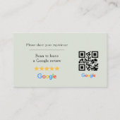 セージグリーンのGoogleレビューQRコードスパサロン 名刺 (裏面)