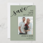 セージグリーンのLove ScriptフォトSave the Date (正面)