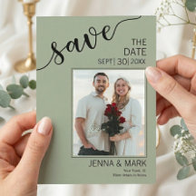 セージグリーンのLove ScriptフォトSave the Date