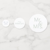 セージグリーンのMr. & Mrs. ウェディングコンフェティ コンフェッティ (正面)