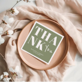 セージグリーンはっきりしたミニマリストありがとうござ結婚う スタンダードカクテルナプキン