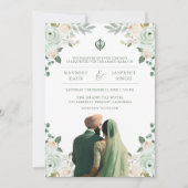 セージグリーンアイボリーアナンドカラジインディアンシーク結婚ズ 招待状 (正面)