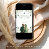 セージグリーンアイボリーアナンドカラジインディアンシーク結婚ズ 招待状