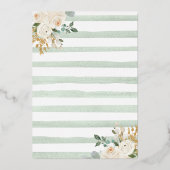 セージグリーンアイボリーフローラムーンネイビーベイビーシャワー金ゴールド 箔招待状 (裏面)