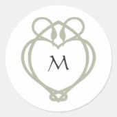 セージグリーンアイリッシュケルト白鳥ラブノットモノグラム ラウンドシール (正面)