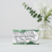 セージグリーンアガテシルバーグリッターラグジュアリ 名刺 (スタンド正面)