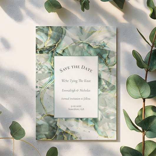 セージグリーンアベンチュリンクリスタル日付を保存 ポストカード