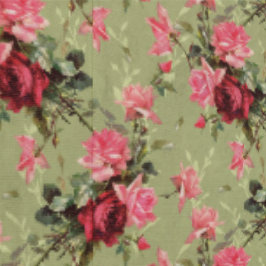 セージグリーンアンティークヴィンテージバラと花模様 壁紙