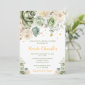 セージグリーンアンドクリームフローラブライダルシャワー 招待状 (スタンド正面)