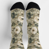 セージグリーンアンドクリームフローラ ソックス (上部)