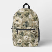 セージグリーンアンドクリームフローラ プリントバックパック (正面)