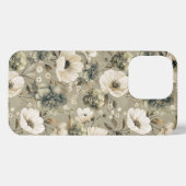 セージグリーンアンドクリームフローラ iPhoneケース (裏面横)