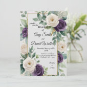 セージグリーンアンドパープルフローラ結婚式招待状 招待状 (スタンド正面)