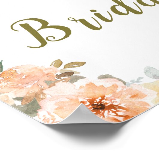 セージグリーンアンドピーチフローラカボチャブライダルシャワー ポスター (角)