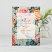 セージグリーンアンドピーチ結婚フローラ 招待状 (スタンド正面)