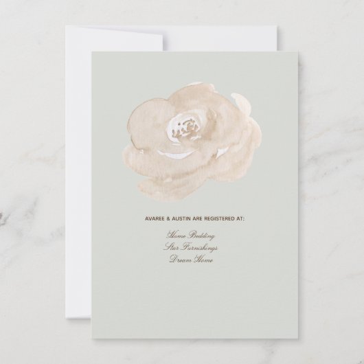 セージグリーンアンドブラウンカップルズウェディングシャワー 招待状 (裏面)