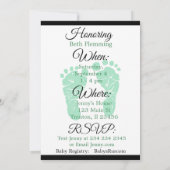 セージグリーンアンドブラックボーイベビーシャワー招待状 招待状 (裏面)