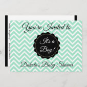 セージグリーンアンドブラックボーイベビーシャワー招待状 招待状 (正面/裏面)