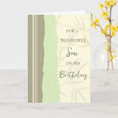 セージグリーンアンドベージュソン誕生日 カード (黄色い花)