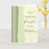 セージグリーンアンドベージュドーター誕生日 カード (黄色い花)