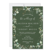 セージグリーンアンドホワイトシンプル結婚式招待状