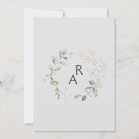 セージグリーンアンドホワイトシンプル結婚式招待状 招待状 (裏面)