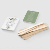 セージグリーンアンドホワイトフローラ結婚式 プログラム ハンドファン (組立なし)