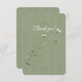 セージグリーンアンドワン独身のデイジー サンキューカード