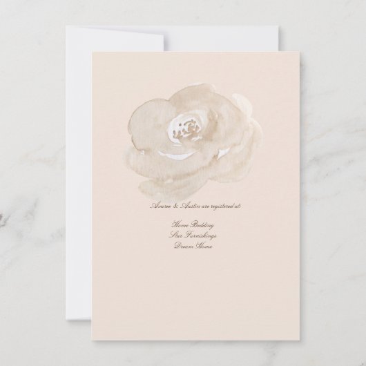 セージグリーンアンド赤面カップルウェディングシャワー 招待状 (裏面)