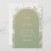 セージグリーンアーチウェイ結婚式招待状フローラ 招待状 (正面)